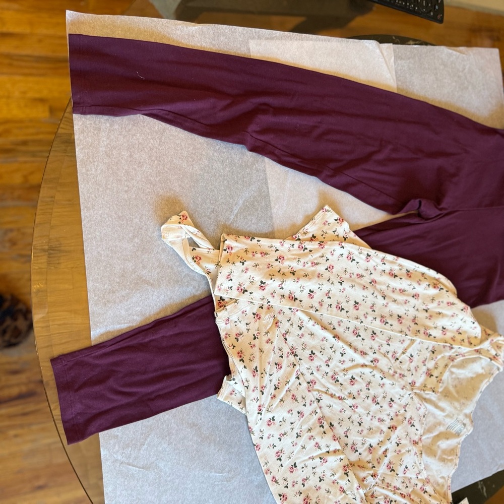 Floral Cream Ruffled Tank with Burgundy Leggings